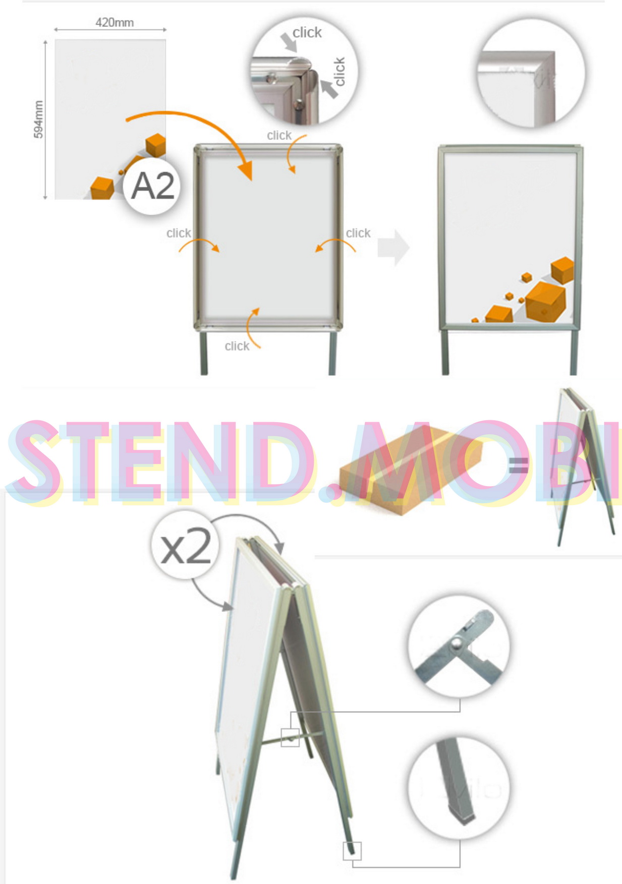 Стенд Штендер с профилем для быстрой замены плаката, формат А2